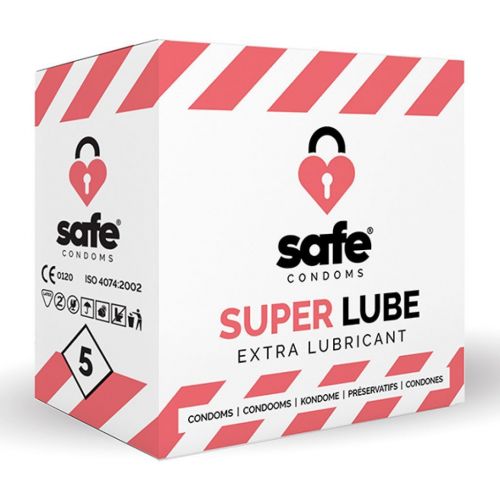Prezerwatywy - Safe Super Lube Condoms Extra Lubricant 5 szt