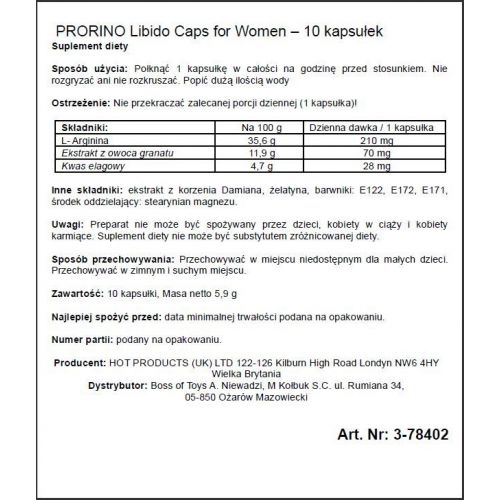 Supl.diety-PRORINO Women- 10pcs black line Libido Caps