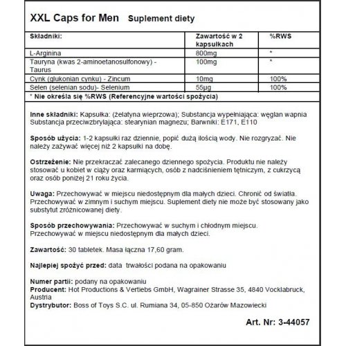 Supl.diety-XXL Caps for Men