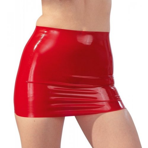 Lateksowa mini spódniczka czerwona L